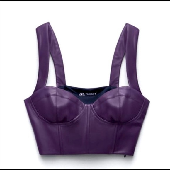 Zara Tops - Zara faux leather bustier crop top
